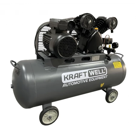Компрессор поршневой 420 л/мин, 10 бар, 100 л, 220В KraftWell KRW-AC420-100L/220